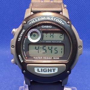Casio W87H-1V,  Digital Illuminator Watch, Black Resin, Chronograph, Alarm